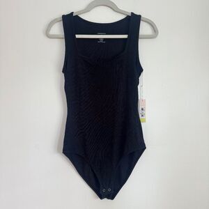 NWT! Summersalt Black Ribbed Square Neck Sleeveless Tank Bodysuit | Size S